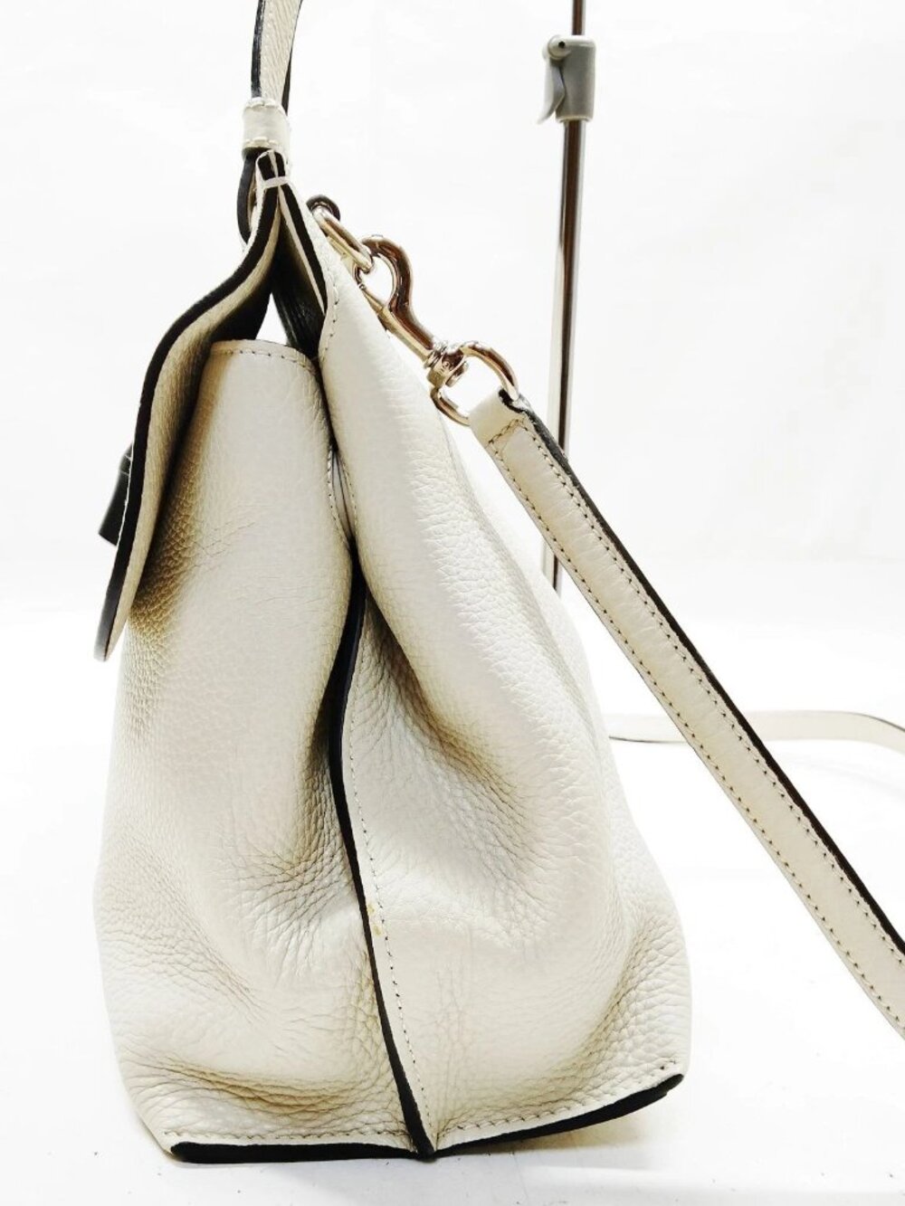 Authentic Gucci Bamboo Daily Top Handle Bag White Leather Crossbody Tote - Picture 5 of 16
